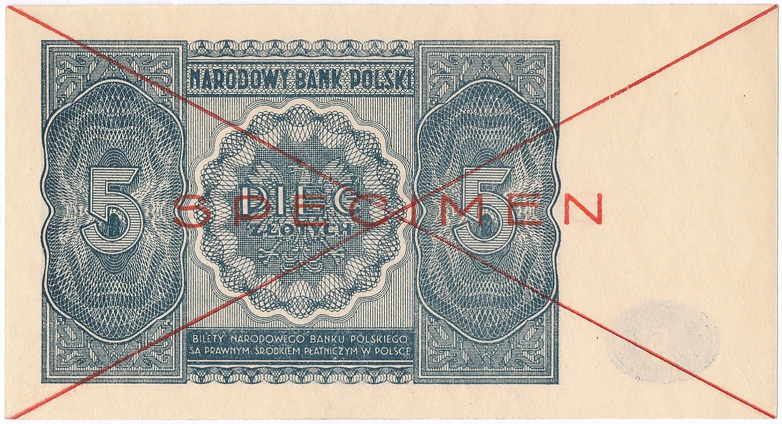 Banknot. 5 złotych 1946 SPECIMEN